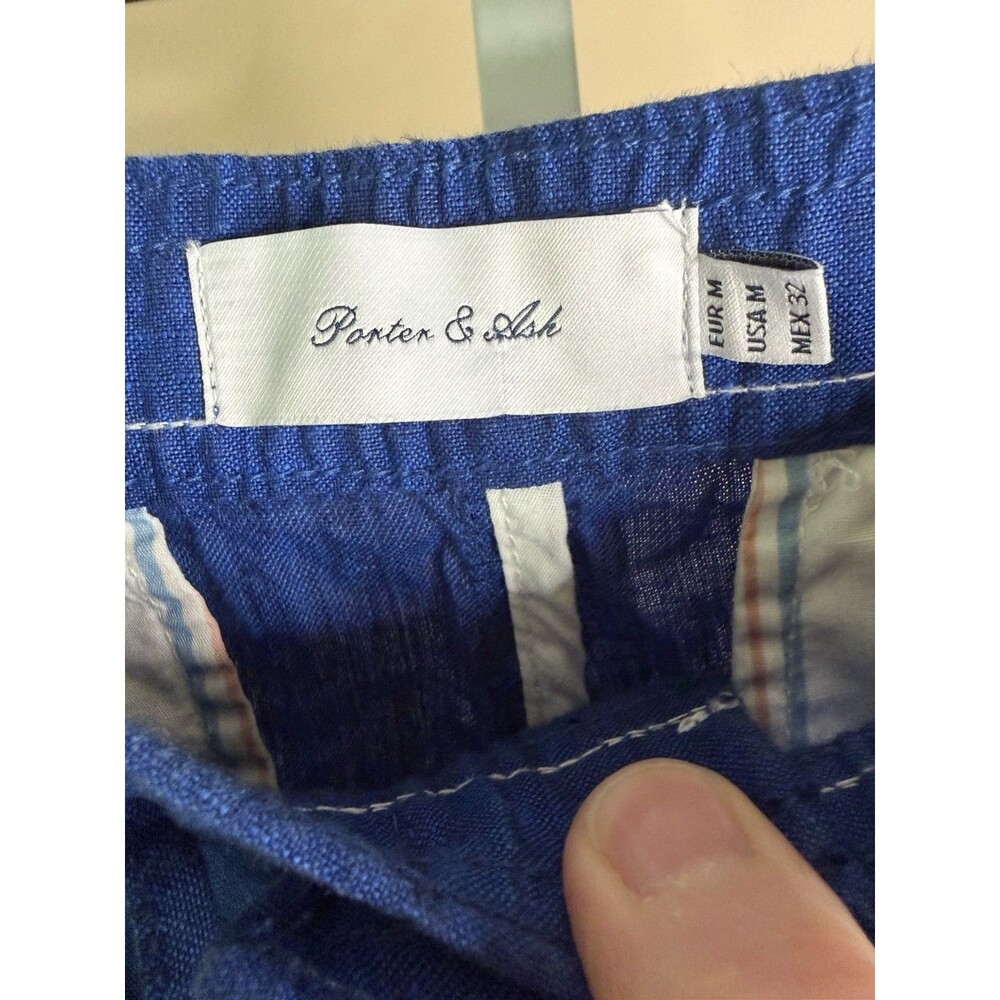 Porter & Ash Royal Blue Linen Blend Drawstring Shorts Mens M/32 Casual Preppy - Picture 11 of 15
